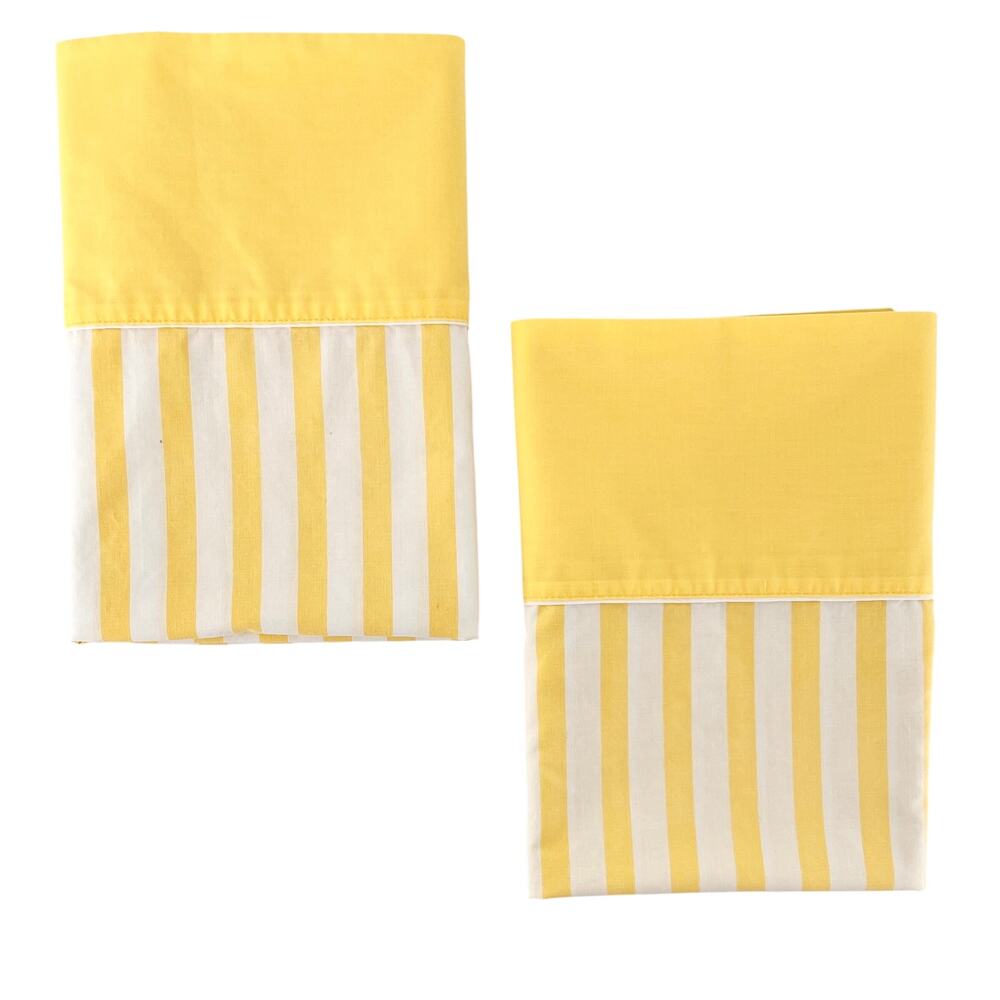70s Yellow Stripe Pillowcases Vintage Set of 2 JCPenney Fashion Manor